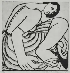 Anita Klein, Woman With Scissors, Etching