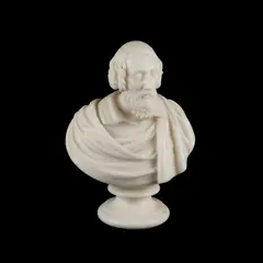 James Philip Papera, A 19Th Century White Marble Bust, carved as a bearded male figure with long hair and classical drapery over the shoulder