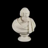 James Philip Papera, A 19Th Century White Marble Bust, carved as a bearded male figure with long hair and classical drapery over the shoulder