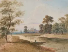 Copley Fielding, Eton College From The River, 1842, Watercolour