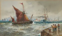 Fishing Boats On The Coast by Thomas Bush Hardy, 1890, Watercolour, sold Feb 2026
