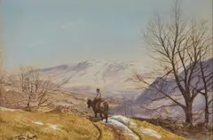Tom Scott, Rider In A Mountain Landscape, Watercolour