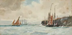 Thomas Bush Hardy, Ships At The Harbour, 1881, Watercolour
