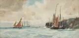 Thomas Bush Hardy, Ships At The Harbour, 1881, Watercolour