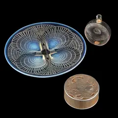 René Lalique, René Lalique (French, 1860–1945), A 'Coquilles' Plate, glass, etched R