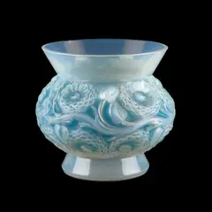René Lalique, René Lalique (French, 1860–1945), A 'Soucis', A Vase Designed 1930, glass with blue staining, stencilled R