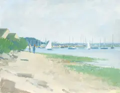Tom Robb, Bosham From Burns Shipyard, Oil on canvas board Unframed