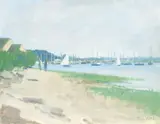 Tom Robb, Bosham From Burns Shipyard, Oil on canvas board Unframed