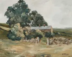 George B. Cunningham, Bassett Cottages, 1975, Oil on board
