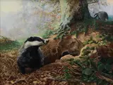 M.d. Herring, Badger Set, Early Evening, Oil on canvas