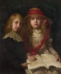 William Cave Day, Double Portrait Of Two Girls, Oil on canvas