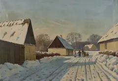 Village Landscape In Winter by Kai Jeppe Drews, 1940, Oil on canvas, sold Jan 2026