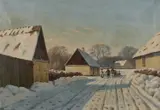 Kai Jeppe Drews, Village Landscape In Winter, 1940, Oil on canvas
