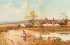 George Bedford, Across A Surrey Common, Watercolour