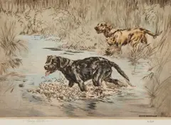 Henry Wilkinson, Two Hunting Scenes With Labradors, pencil and