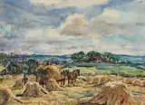 Rowland Henry Hill, Harvest Near Ellerby, 1922, Watercolour