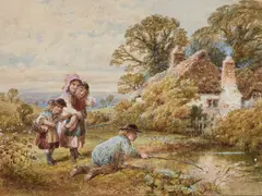 William Stephen Coleman, Collecting Flowers, Watercolour