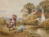 William Stephen Coleman, Collecting Flowers, Watercolour