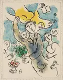 Marc Chagall, Kunstneren I, Fagelitografi, lysmål