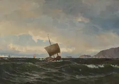 Julius Holck, Sognejekt på Fremfjorden, 1884, Olje på lerret