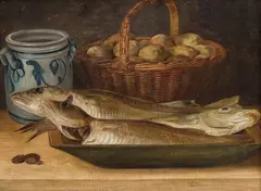 Christian August Printz, Stilleben med fisk, 1849, Olje på lerret