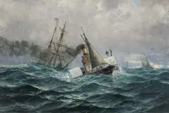 Hjalmar Johnssen, Ved North Foreland, Kanalen, 1889, Olje på lerret