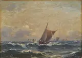 Lauritz Haaland, Seilbåter i rom sjø, 1891, Olje på lerret