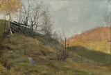 Gustav Wentzel, Høstlandskap, 1883, Olje på mahogniplate