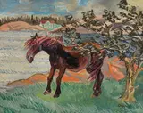 Per Krohg, Hest i kuling, 1944, Olje på plate