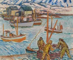 Axel Revold, Fra et fiskevær, Olje på plate
