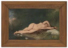 Oppvåknende nymfe by Nils Bergslien, Olje på lerret, sold Nov 2011