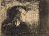 Edvard Munch, Det syke barn I, 1897, Fargelitografi trykket i svart og grått