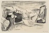 Edvard Munch, Angst, Litografi trykket i svart på middels tykt gulhvitt