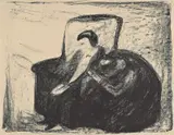 Edvard Munch, Gjengangere: Osvald, Litografi trykket i svart på tynt beige papir