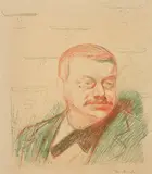 Edvard Munch, Gunnar Heiberg, Fargelitografi trykket i brunt og grønt på tykt