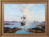Lauritz Haaland, Seilskute i uthavn, 1906, Olje på lerret