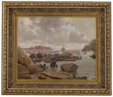 Hjalmar Johnssen, Innenskjærs, kuling, fra Stavern, 1889, Olje på lerret