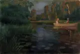 Otto Hennig, Aften på elven, Olje på lerret