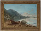Per Gjemre, Oselver trukket opp på strand, 1893, Olje på lerret