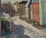 Erling Enger, Bygate, 1943, Olje på plate
