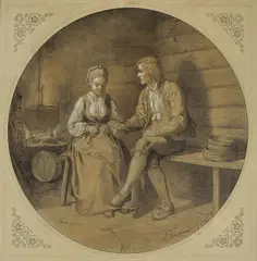 Adolph Tidemand, Frieriet, 1849, Blyant og pastell på papir, lysmål