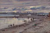 Ole Juul, Kystlandskap med folkeliv, Nordland, Olje på lerret