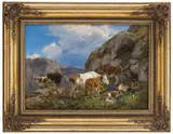 Anders Askevold, Middagshvile på fjellet, 1859, Olje på lerret