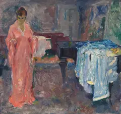 Bernhard Folkestad, Kvinne i interiør, 1918, Olje på lerret