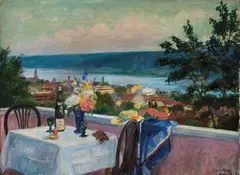 Alf Lundeby, Sommerkveld - Lillehammer, 1941, Olje på lerret