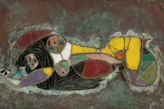 Sigurd Winge, Havfrue, 1941, Metall, glass og fargepulver