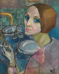 Edvarda Lie, Kvinneportrett, 1932, Olje på lerret