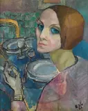 Edvarda Lie, Kvinneportrett, 1932, Olje på lerret