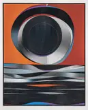 Gunnar S. Gundersen, Sort sol, Serigrafi trykket i mange farger på tykt, riflet hvitt papir