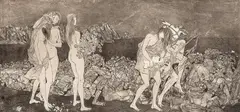 Sigurd Winge, Stranden, 1957, Radering, lysmål
